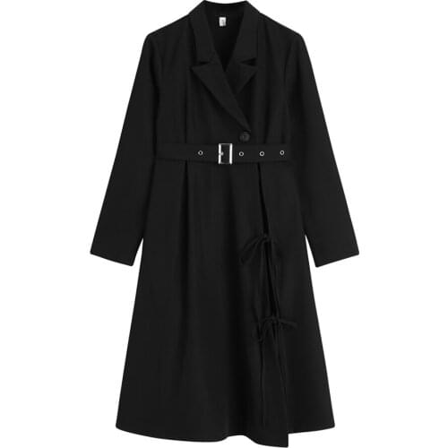 Black High Waist Spring Fall Autumn New Sashes Elegant Vestidos Pastel Sexy Robe Office Ladies Dress Plus Size Dress Women