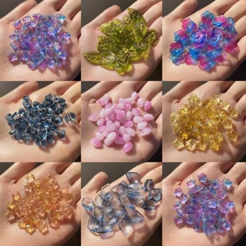 20pcs/pack Czech Crystal beads crystal Multi Gradient Color Glass Star Heart Leaves beads for Jewelry making Necklaces Earrings