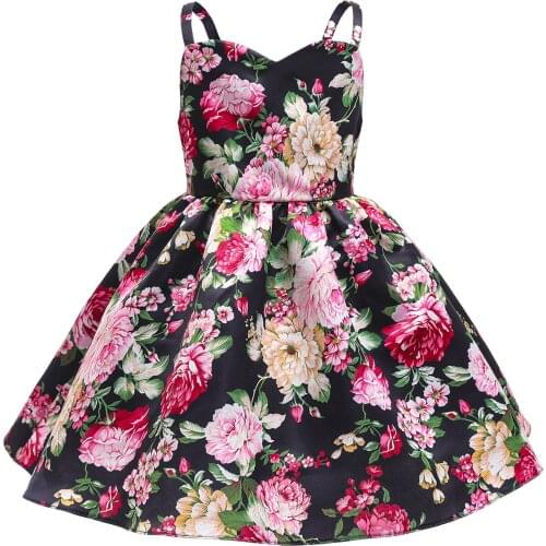 Bmnmsl Kids Summer Slip Dress Floral Print Sweetheart Neck Spaghetti Straps Sleeveless Slim-Waist Braces Party Dresses