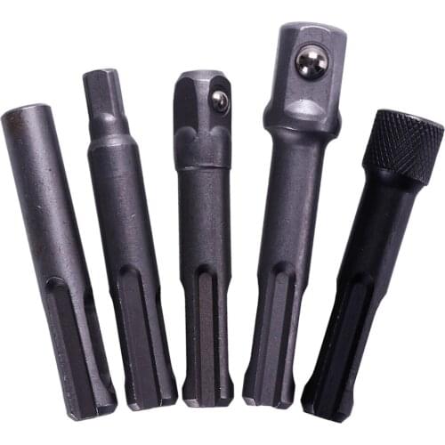 Durable 5Pcs/Set 3Pcs SDS Plus Socket Driver Drills Drill Bit 1/4" 3/8" 1/2" Socket Adapter +2Pcs 1/4" Hex Bit Holder #281042