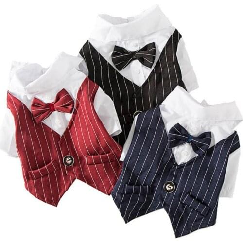 Gentleman DogWedding Suit Clothes Pet Clothes Tuxedo Pet Shirts with Bow Ties Pet Spring Summer Formal Shirts For Puppy Dogs