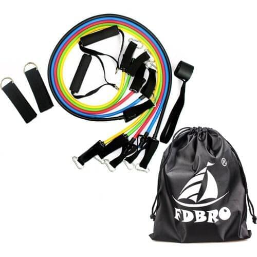 Fdbro Multifunctional Tension Exercises Band Pedal Body Training Workout Pull Rope 11Pcs/set Fitness Equipment Elastic Belt Tpr