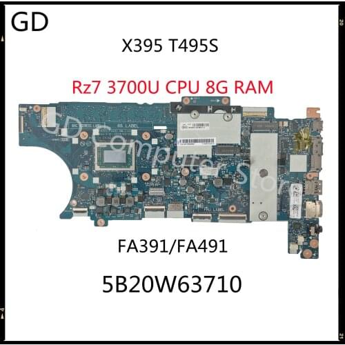 GD Original For Lenovo ThinkPad X395 T495S Laptop Motherboard 5B20W63710 Rz7 3700U CPU 8G RAM NM-C181 Full Tested Fast Shipping