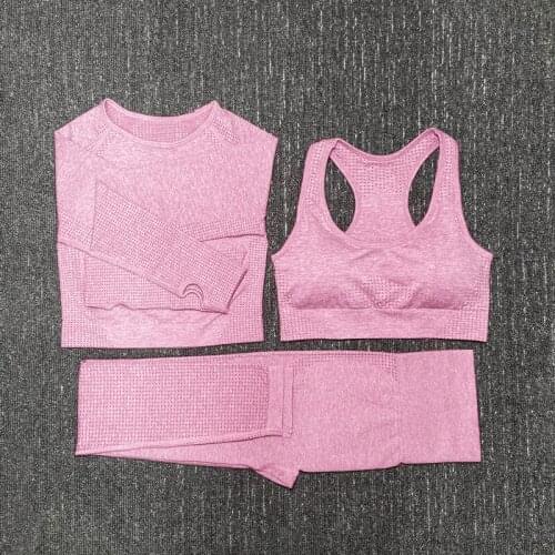 NORMOV 2/3Pcs Women Seamless Yoga Set Sport Set Women Breathable Quick Dry Fitness Clothing Sportswear Push Up Running Gym Sets