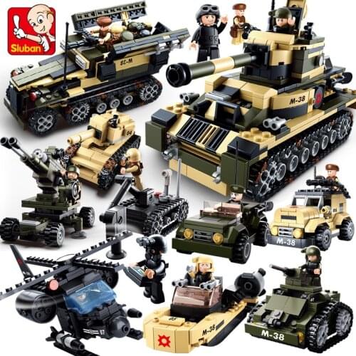 928pcs S Luban Building Blocks 8 In 1 Military Tank Series Boys Small Particles Assembled and Inserted Toy Gifts