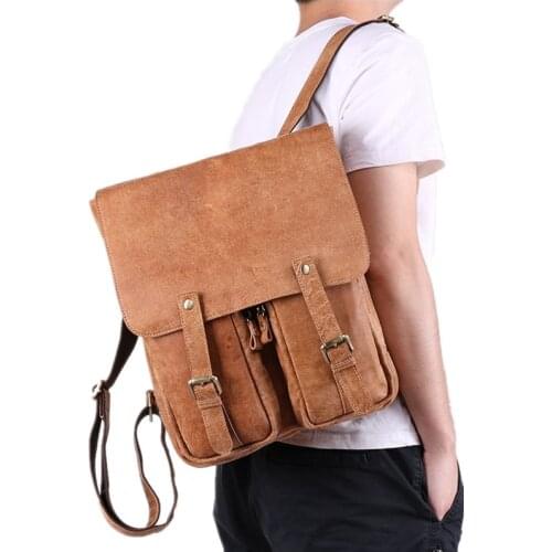 Leather Backpacks Vintage Men Shoulder Bags New Casual Travel Ladies Bagpack Boys School Bags