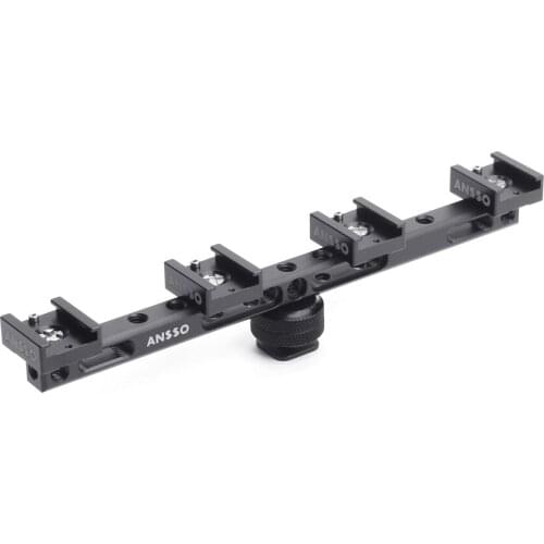 Ansso 200mm Hotshoe Mount Support Plate Dual 1to2 1-to-3 1-to-4 with 1/4" Screw Hole for 15mm Rod Clamp