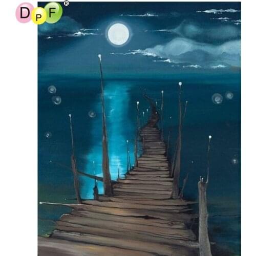DPF DIY Wooden bridge 5D needlework diamond mosaic kit square home decor diamond embroidery crafts diamond painting cross stitch