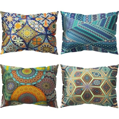 Colorful Mandala Flower Pattern Pillow Case Cushion Cover Linen Throw Pillow Car Home Decoration Decorative Pillowcase