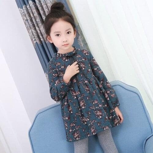 2018 new spring autumn Girls Kids Cotton Floral Bow Princess Dress comfortable cute baby Clothes Children Clothing