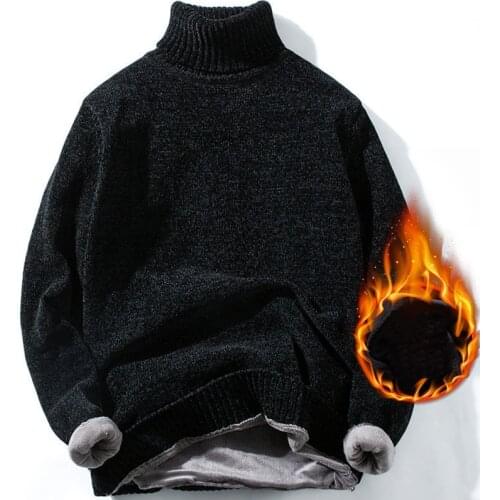 New Men Thick Turtleneck Pullovers Auutmn Winter Solid Warm Sweater Soft Long Sleeve Cotton Clothing Knitted Casual Male Sweater