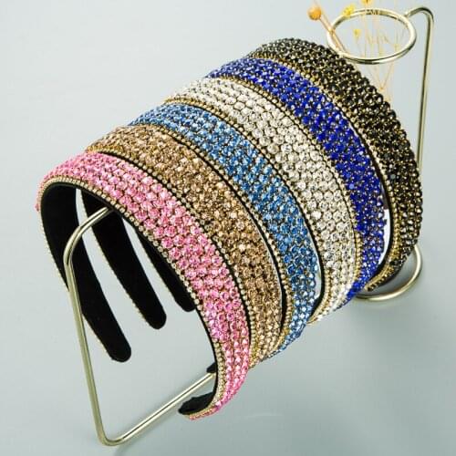 Crystal Headbands Fashion Hair Hoop Bands Bezel Luxurious Rhinestones Sponge Hairbands Women Hair Accessories Headdress