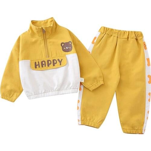 Baby Kids Boys Girls Autumn Sets Fashion Spring Jacket Coats+Long Pant 2Pcs Casual Cotton Cartoon Print Children Clothing Suits
