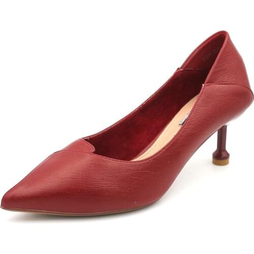 OL Office Lady Shoes Faux Suede High Heels Woman Shoes Pointed Toe Dress Shoes Basic Pumps Women Boat zapatos mujer U14-26