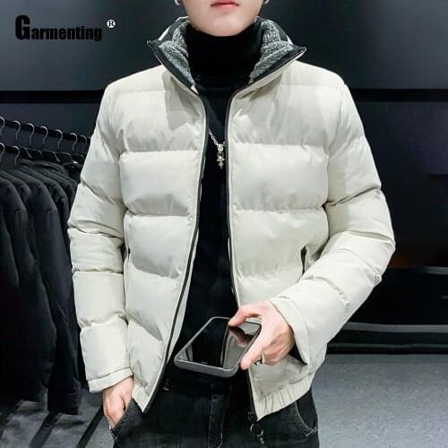 Garmenting Men Trendy 2021 Pleated Tops Cotton Parkas Coat Autumn Kpop style Mens Mandarin Collar Outerwear Winter Warm Jackets