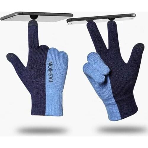 Gloves Winter Thick Woolen College Students Knit Wool Mobile Phone Warmth Riding Fashion Touch Screen Mens Gloves