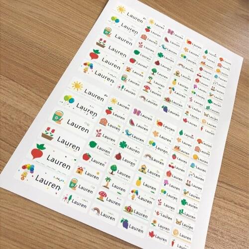 Girls Personalized Name Stickers Natural Pattern Custom Tag Waterproof Labels For Water Bottle Pencil School Stationery Sticker