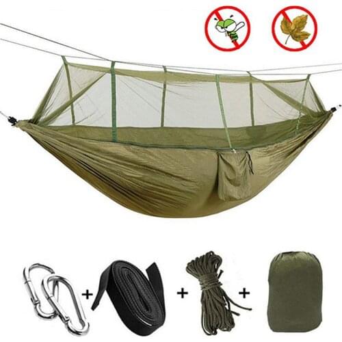 Portable Camping/garden Hammock with Mosquito Net Outdoor Furniture 1-2 Person Hanging Bed Strength Parachute Fabric Sleep Swing