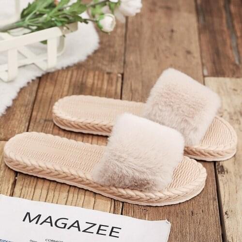 Autumn Winter Cotton Slippers Women Thick Soles Thermal Plush Flip Flops Indoor Outdoor Wear Womens Home Floor Slippers Plush