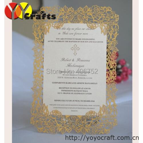 INC34 Rose Laser Cut Wedding Invitation Cards with Envelopes,Blank inside card Seal Wedding Menu