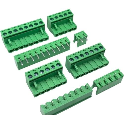 Free shipping 100PCS 2EDG 5.08-2P / 3/4/5/6/7/8 / 9-12P looper terminals / bent pin connector (plug + socket set)