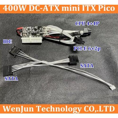 400W Output 24Pin 12V DC Input Mini ITX Pico PSU PC Switch DC-DC ATX Power Supply For Computer Video card 8pin(6+2) CPU 4+4P IDE
