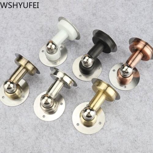 WSHYUFEI Stainless Steel Magnetic Door Stopper Sticker Punch-free Door Holders Catch Floor Wall Mounted Door Stopper Hardware