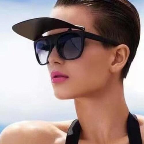 New arrival 2021 futuristic flip up sunglasses women men uv400 rectangle shades for women quay overzized oculos de sol feminino