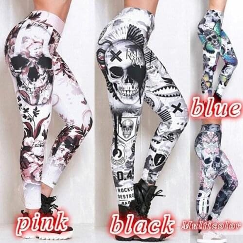 Women Printed Skull Leggings Fitness Slim Workout Leggings Trousers For Women Fashion High Waist Leggings Clothing Mujer