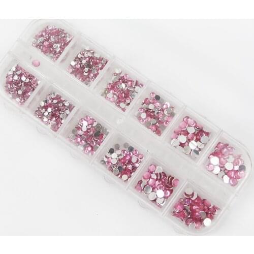 1Box(800Pcs) Pink Acrylic Rhinestone For Needlework FlatBack Cabochon Scrapbook Decoration Craft DIY Embellishments Accessories