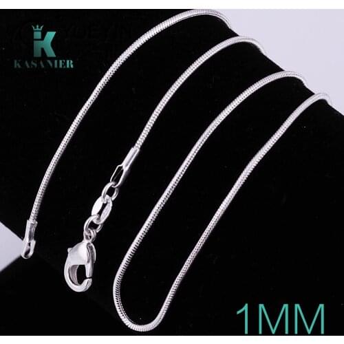 1mm Jewelry Women Necklace Silver color filled Jewelry collares grandes de moda thin Snake Chains Necklace Women Chain Girls
