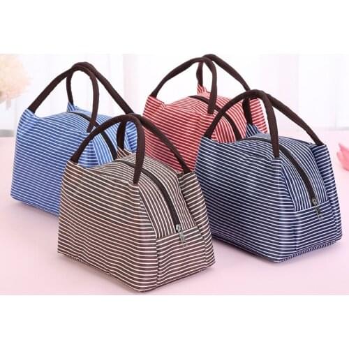 1 pcs Striped lunch bag insulation bag Oxford cloth waterproof large picnic bag striped B ice bag