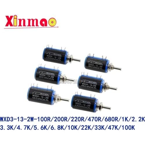 1pcs WXD3-13-2W 100r 200r 220r 470r 680r 1K 2.2K 3.3K 4.7K 5.6K 6.8K 10K 22K 33K 47K 100K Ohm WXD3-13 2W Potentiometer with nut