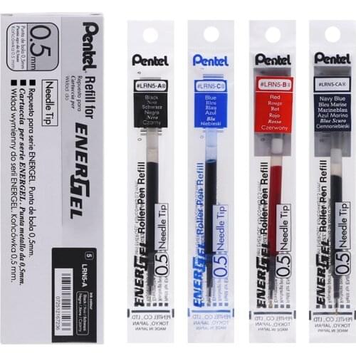 12pcs/box Pentel Energel X REFILL Needle Tip LRN5 Quick-drying Gel Ink Refill Fit for BLN75/105 0.5mm Black/Blue/Red/blueblack