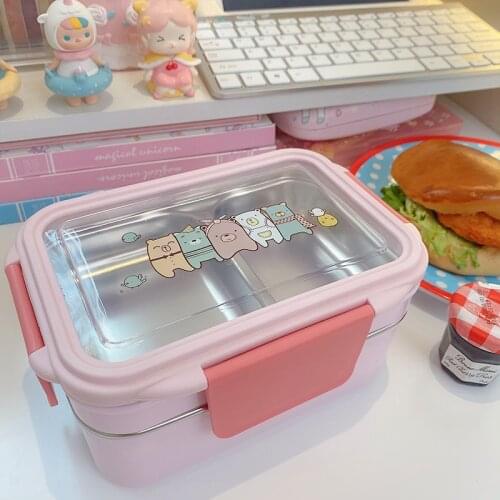 304 stainless steel divided lunch box heat preservation student fast food box bento box kindergarten anti-hot sealed fast food