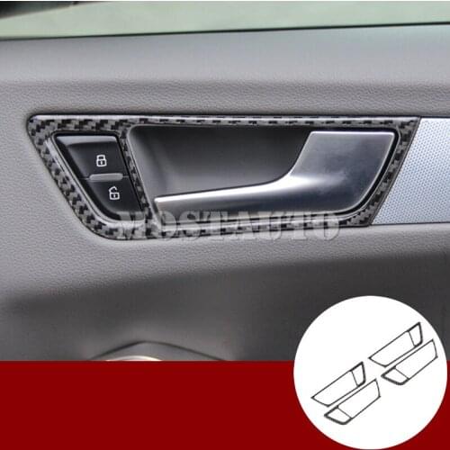 For Audi Q5 8R Carbon Fiber Car Door Handle Frame Trim Cover 2009-2015 4pcs Car Accessories Interior Car Decor Car Trim