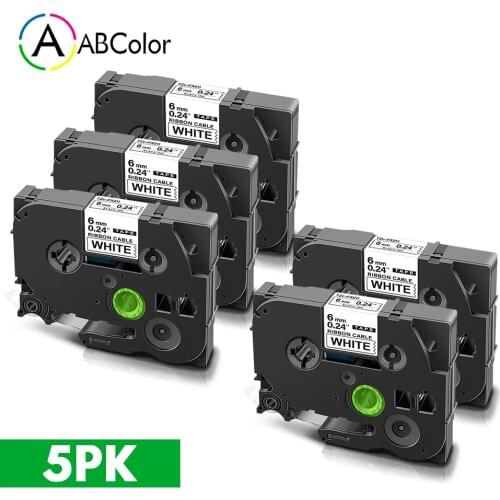 5PK 6mm TZe-FX211 Tape For Brother TZe Flexible ID Tape TZe FX211 Black on White Cable Labeling For Brother P touch Label Maker