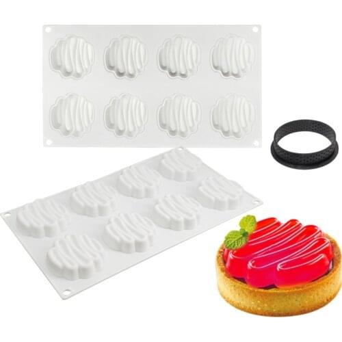 8 Cavity 3D Silicone Cake Mold Baking Tools DIY Mousse Dessert Bakeware Cooking Decorating Tools Moulds