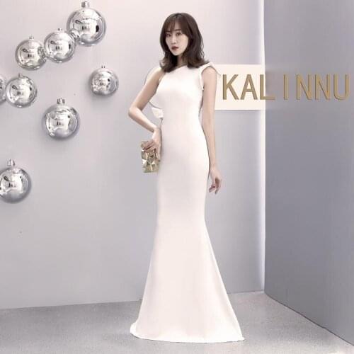 White Mermaid Chinese Long Dresses For Wedding Party Dress Women Elegent Evening Gowns Sleeveless Qipao Sexy Vestido Cheongsam