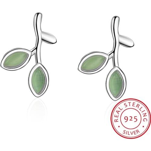 Free Shipping Fashion Leaves Stud Earrings 925 Sterling Silver Stud Earrings Jewelry Pendientes Brincos