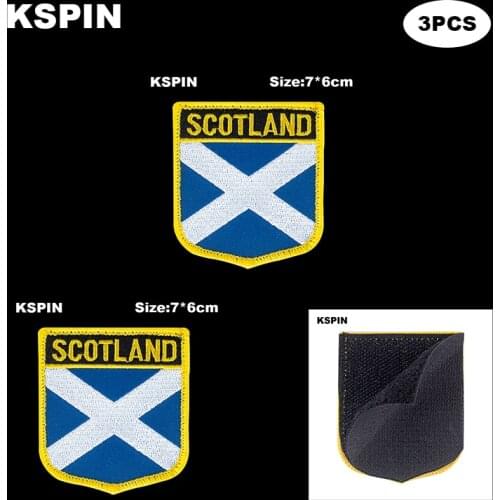 National Flag Patch Hook Loop SCOTLAND BLUE Badges Armband 3D Stick on Jacket Backpack Stickers