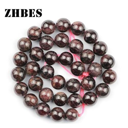 Natural Garnet Stone Spacers beads 4/6/8/10MM Wine Red Color Round Loose Beads For Jewelry Bracelet Making DIY Accessories