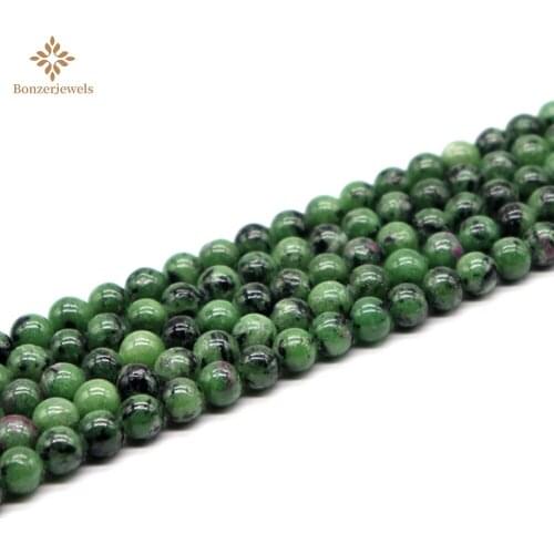 Natural Stone Green Rubys Zoisite Colors Jades Beads For Jewelry Making Strand 15 Inches Selectable Size 4 6 8 10 12mm DIY