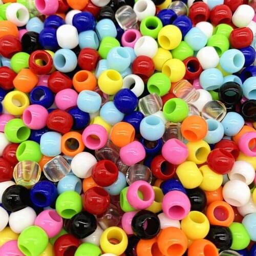50pcs 10mm Big Hole Beads Bucket Beads Acrylic Loose Bead for Jewelry Making Bracelet Necklace DIY