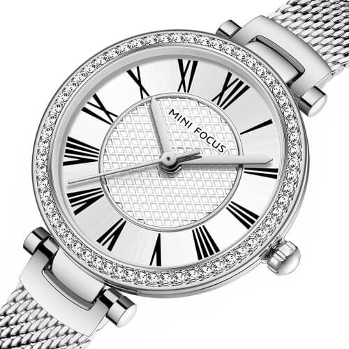 MINI FOCUS Fashion Ladies Watch Top Brand Luxury Female Watch For Women Casual Mesh Steel Strap Diamond Dial Classic Clock 0424