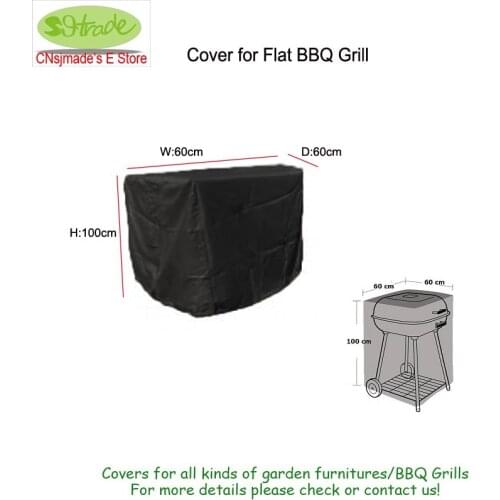Cover for Flat BBQ Grill,23.6''Lx23.6''Wx39.4''H (60x60x100cm) drawstring BBQ grill protective cover, Waterproof BBQ cover