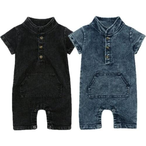 Focusnorm Casual Newborn Kid Baby Girl Boy Romper Short Sleeve Solid Jumpsuit Playsuit Outfit Sunsuit