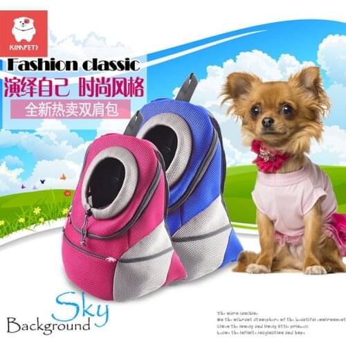 Kimpets Puppy Kitten Carry Bag Double Shoulder Portable Travel Backpack Outdoor Pet Dog Carrier Bag Dog Front Bag Mesh Backpack