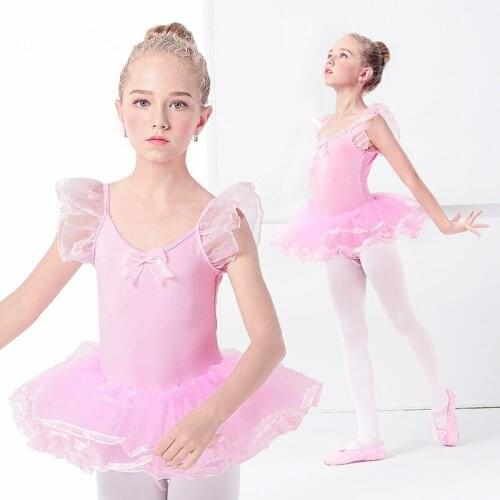 Classical Pink Sequins Ballet Dress Girl Kids Swan Lake Ballet Costumes Ballerina Children Dance Clothes Training Dresses Girls