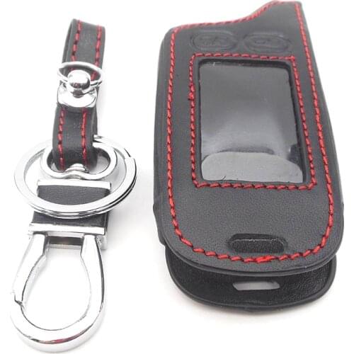 Tomahawk TZ9010 Remote Two Way Car Alarm leather Case Cover keyChain For Tomahawk TZ9010 TZ9030 TZ9020 LCD Remote